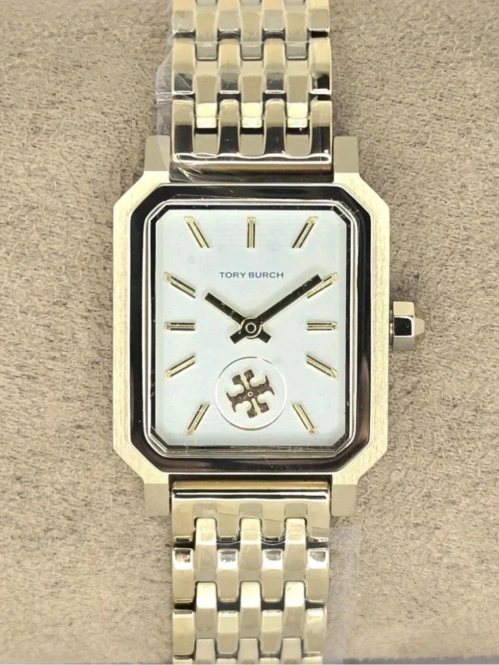 Tory Burch Gold Rectangular Link Bracelet Watch